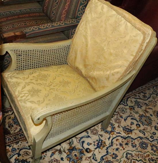 Grey painted Bergere armchair